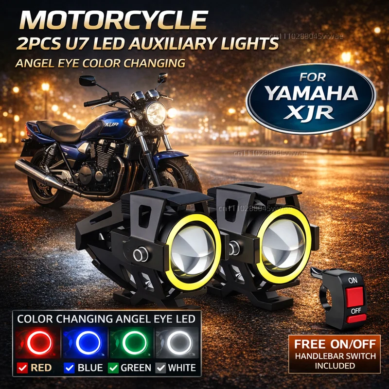 Waterproof Motorcycle LED Headlight 3000LMW U7 Motorbike LED Driving Fog Spot Light with Switch For YAMAHA XJR1200 XJR1300 XJR
