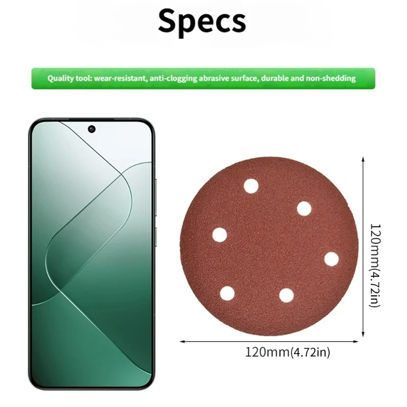   10PCS 5Inch 80 to 600Grit Sandpaper Discs for Smoothing and Finishing Work