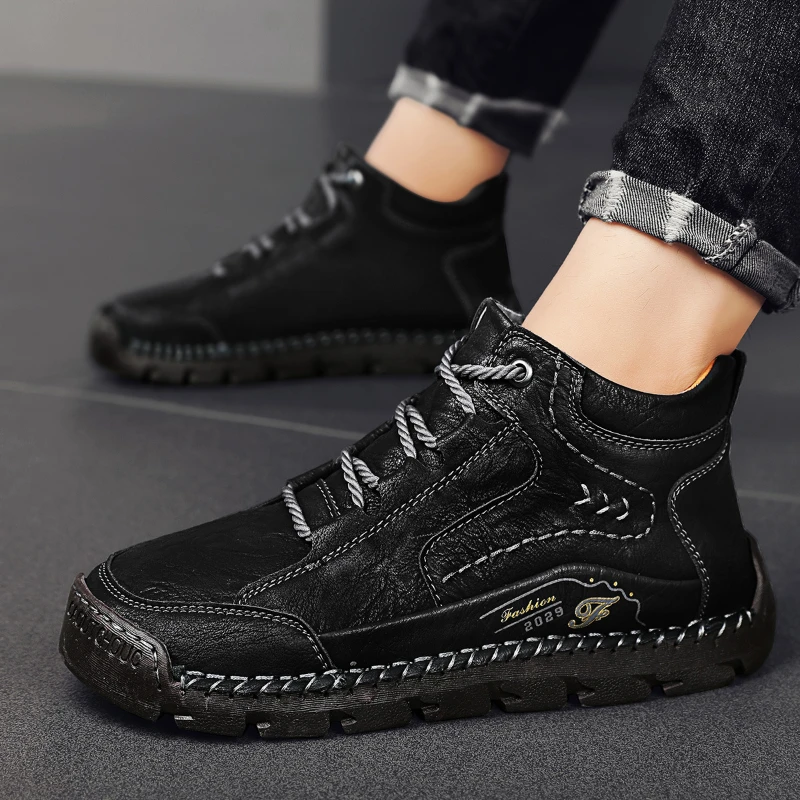 

2025 Spring And Autumn Business Casual Versatile Comfortable Lace-Up Leather Shoes Casual Shoes Soft Leather Boots Fashion