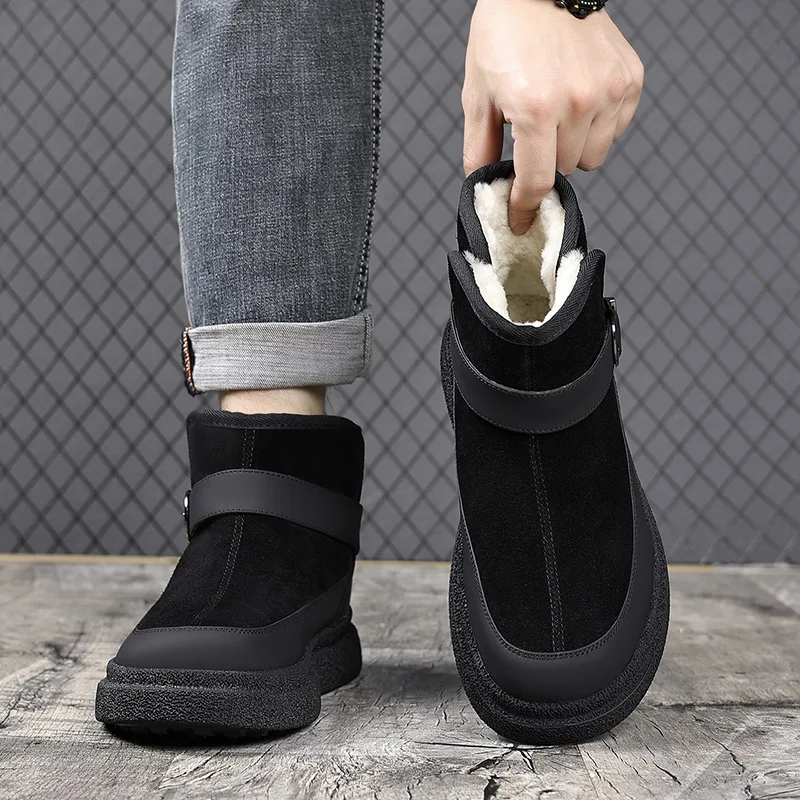 

Новые зимние мужские сапоги для снега с плюшевой подкладкой, на толстой подошве, утепленные, шерстяные, для холодной погоды