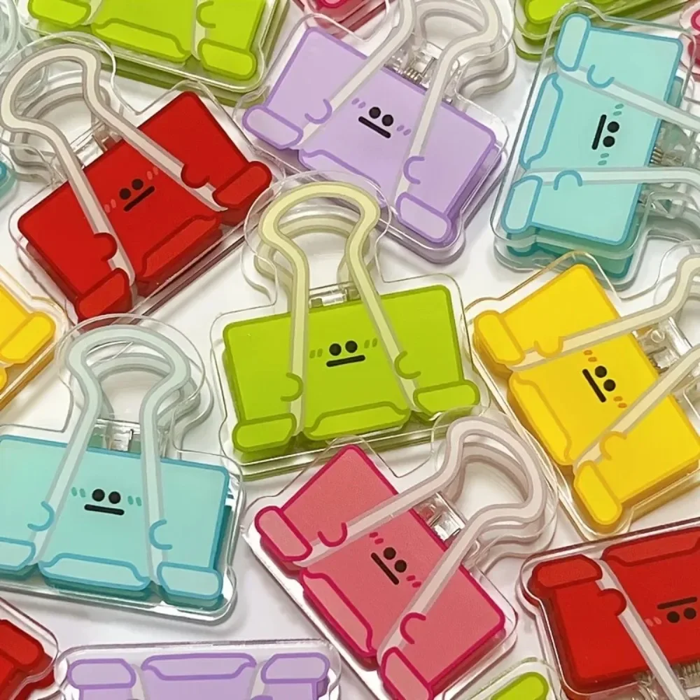 4/6pcs Pack Multicolor Cute Face Acrylic Binder Clip Planner Clips Paper Clamp Office Decorative Supplies School Stationery