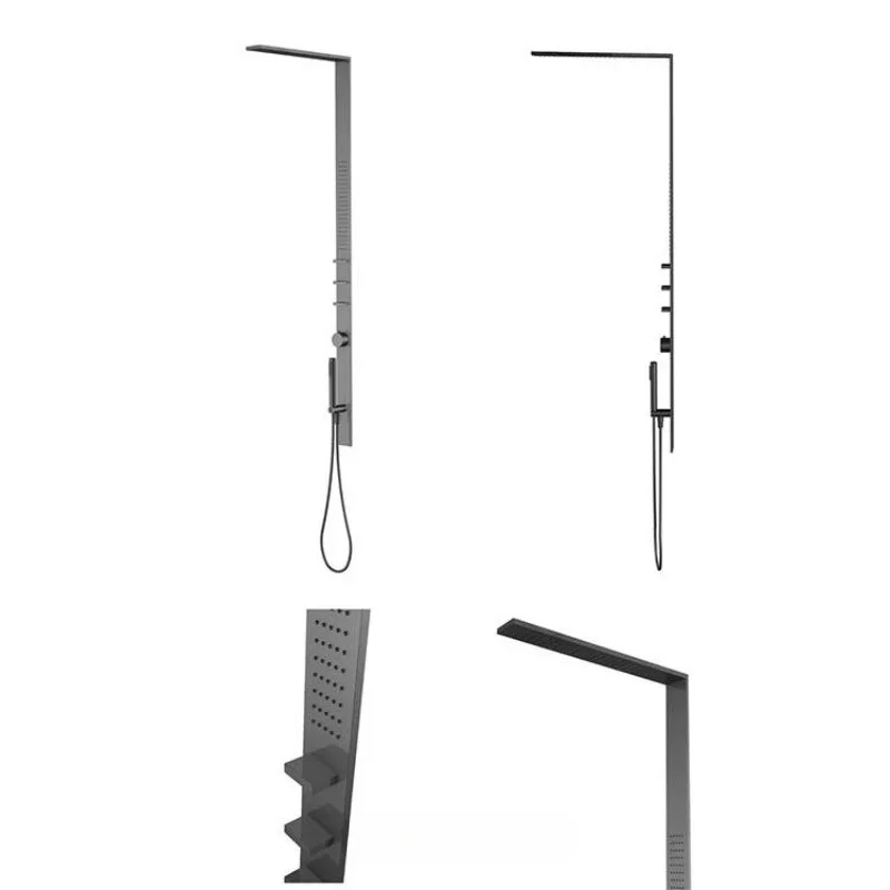 Shower head, water and electricity pre-embedded, wall shower head, brushed, black, brushed rose gold