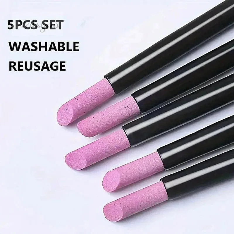 Professional Quartz Manicure Polishing Pen Set 3PC Nail Cuticle Pusher Dead Skin Remover 130mm Fine Sanding Stone Tool