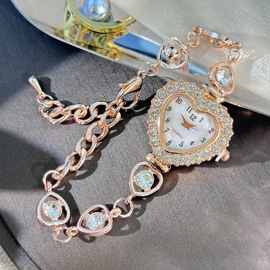 Fashion Women Watches Luxury Rhinestone Heart Small Dial Quartz Watch Ladies Bracelet Wristwatches Clock Relogio Reloj Mujer