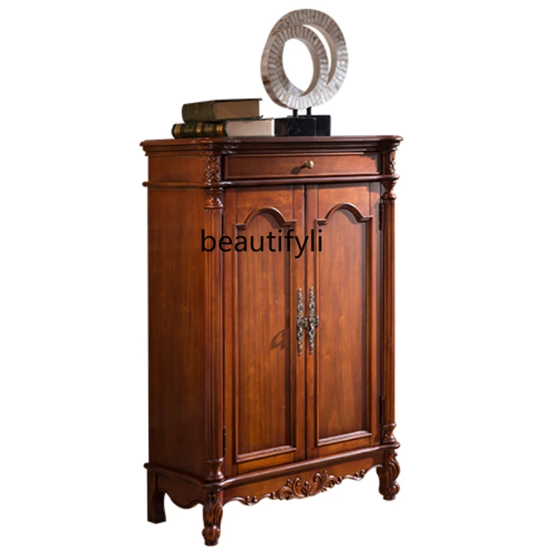 

yj American Double-Leaf Shoes Cabinet Doorway Hallway Shoe Cabinet Hall Cabinet Double Door Carved Locker