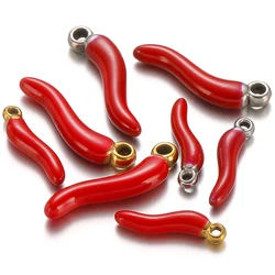 5pcs Stainless Steel Red Pepper Charms Food Chili Pendants for DIY Jewelry Making Women Retro Cute Necklace Bracelet Findings