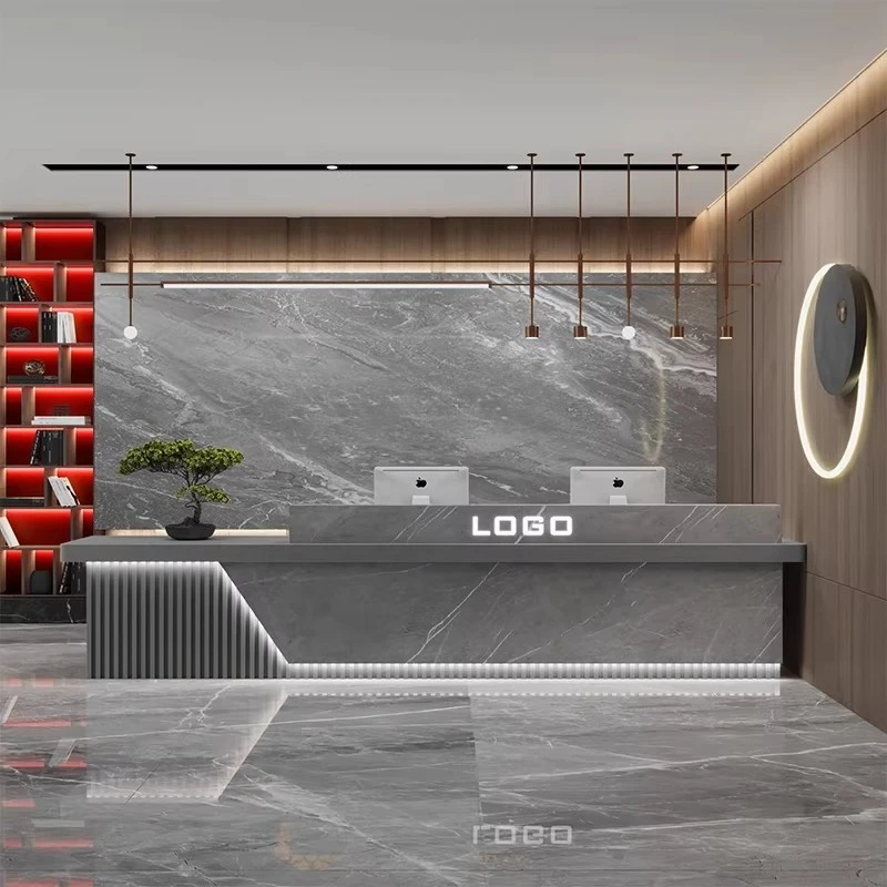 Business Beauty Salon Reception Desk Hairdressing Modern Reception Desk Luxury Market Counter Table Theke Rezeption Furniture
