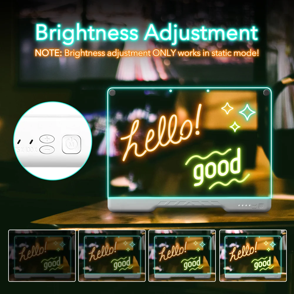LED Note Board Night Light with 7 Colorful Pen Lighted Acrylic Drawing Board Glowing Message Marker Board For Office School Home