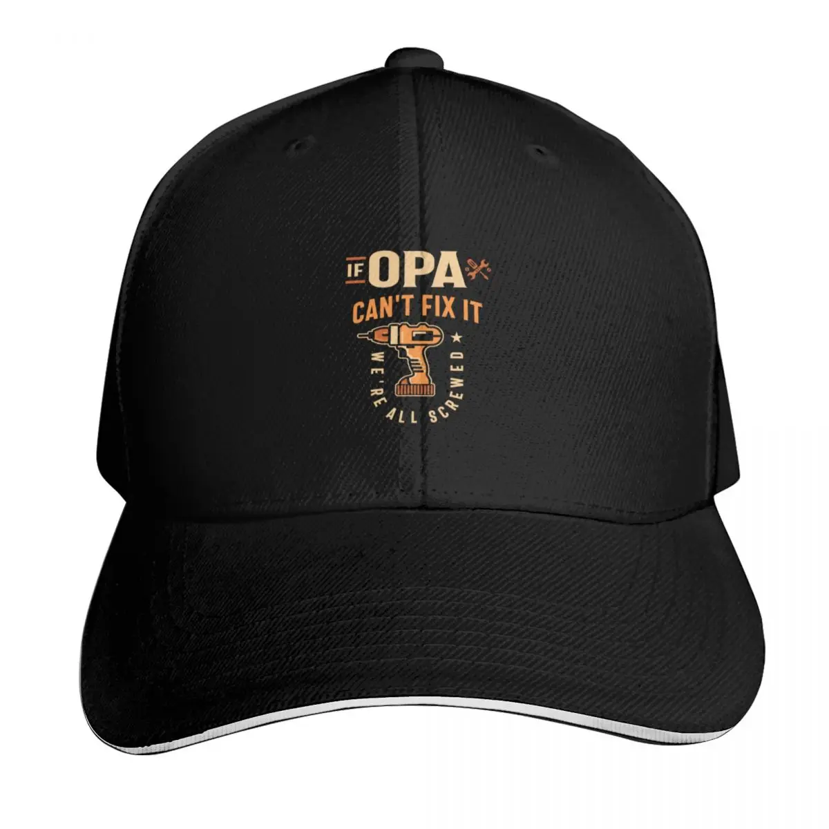 If Opa Cant Fix It Funny Handyman Grandpa Baseball Cap Vintage Retro Embroidered Lightweight Packable Gift for Him Her