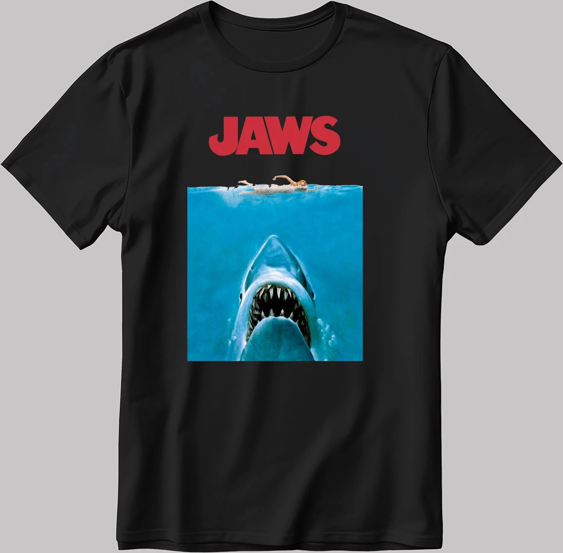 

Jaws Pattern T-shirt Men's Summer Casual Versatile Comfortable Loose Short-sleeved Cotton Crew Neck Top Trendy Men's Clothing
