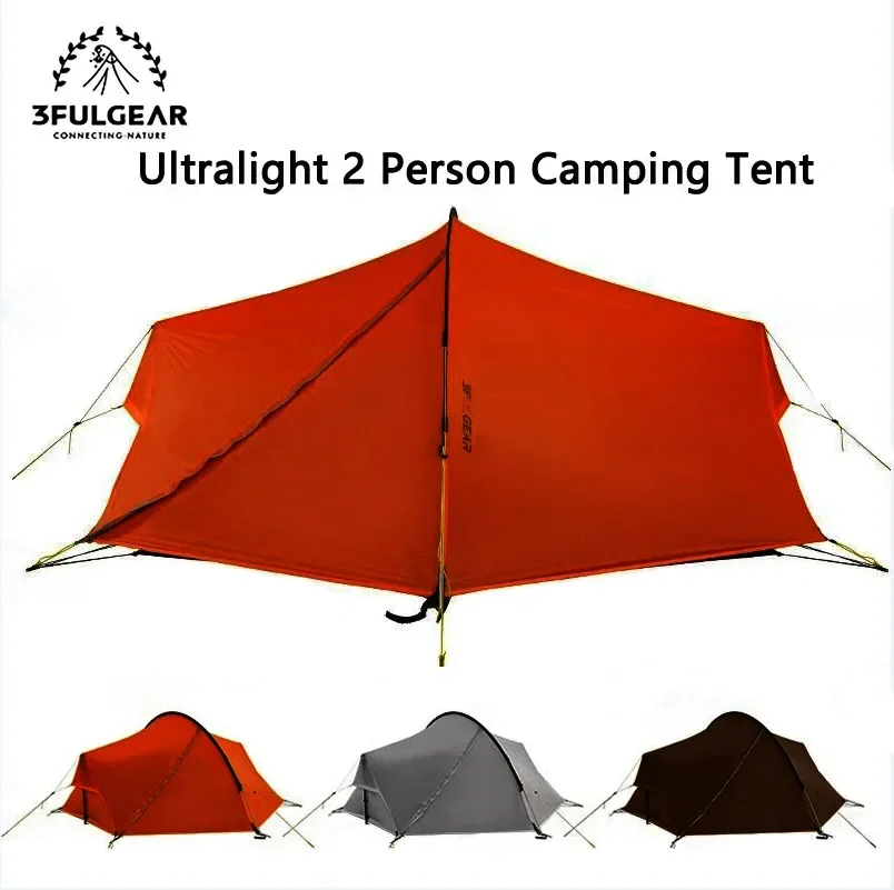 3F Outdoor Camping Tent 2-3 Person Climbing Trekking Ultralight Portable Tent 15D Silicon 4 Season With Mat Waterproof Tent