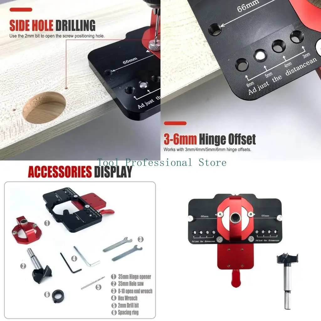 57QF Concealed Door Hinge Jig with Quick Clamps Hinge Hole Drilling Guide Locator
