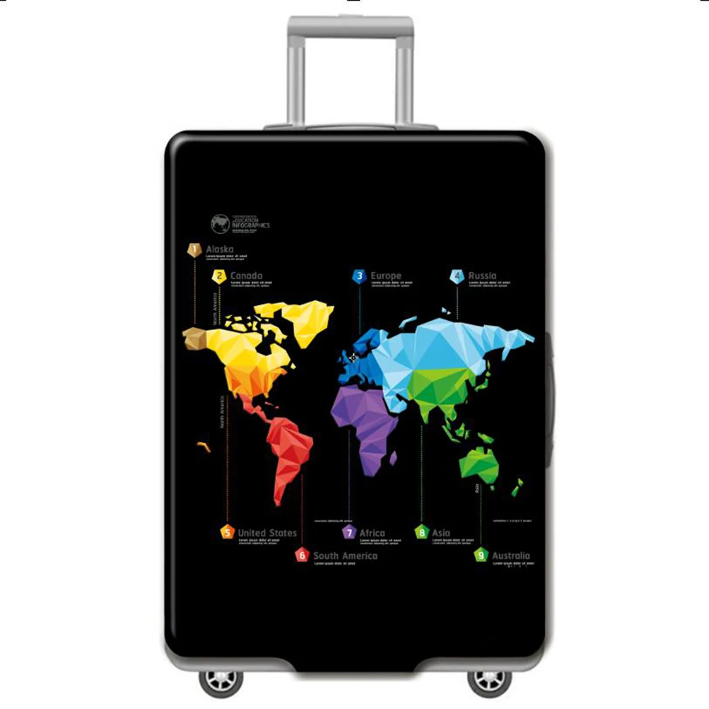 Abstract Map Design Luggage Case Protector Thickened Durable Elastic Case Rod Dust Cover Travel Accessories