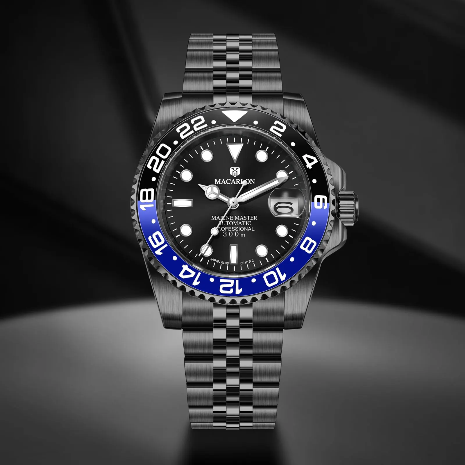 MACARLON 40mm Men's Automatic Watch China NH35 Movement Sapphire Crystal Screw Crown Luminous Date Folding Safety Clasp Steel