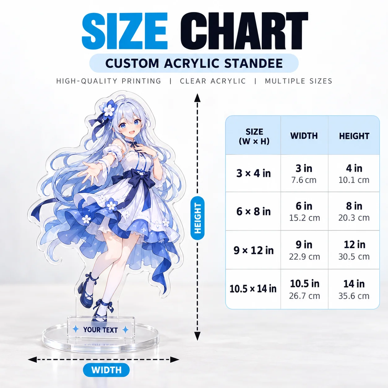 Custom Acrylic Display Stand with Base Personalized UV Printing Figure Display Stand Custom Character Idol Pet Portrait for Desk