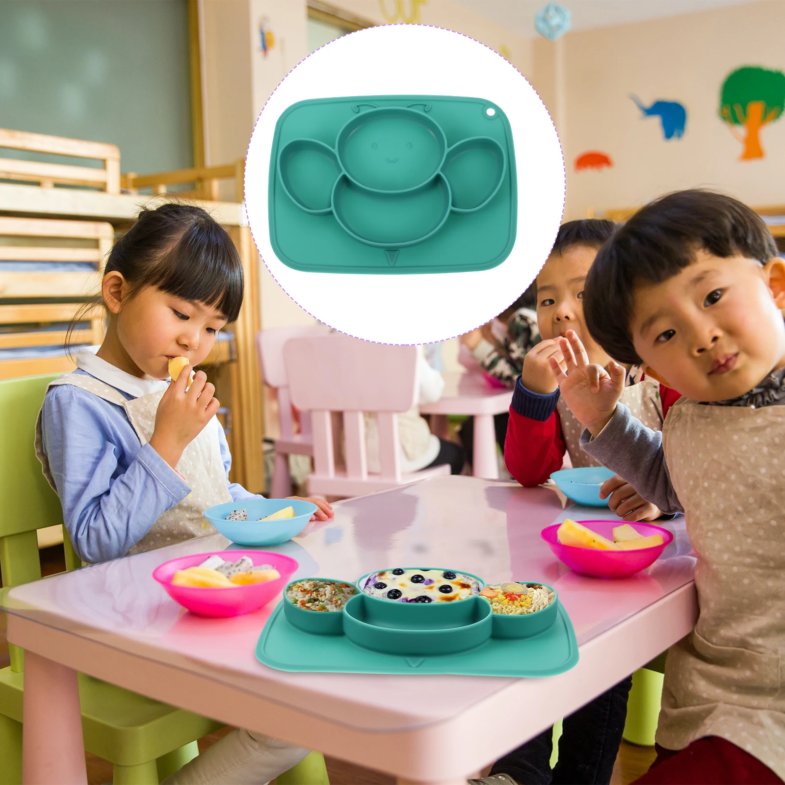 

Baby Silicone Plate Kids Dish Toddler Tableware Divided Design Portable Lightweight Self Feeding Gift Baby Plate Kids Suction