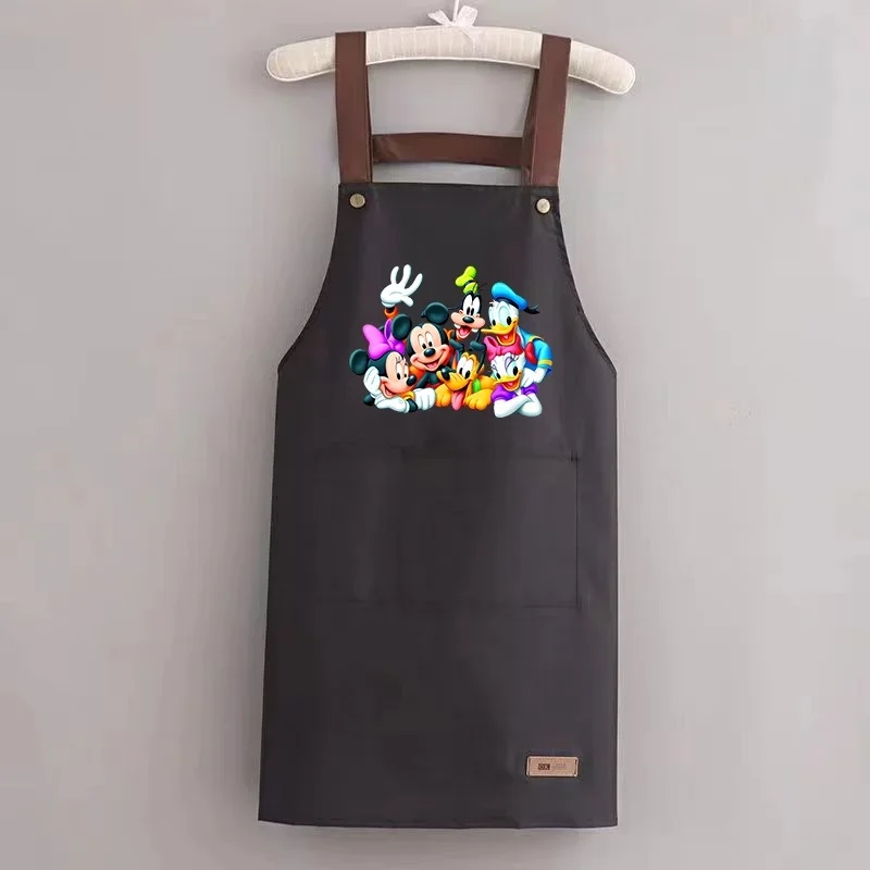 Disney Mickey Mouse Minnie Apron Kitchen Pinny Restaurant Waterproof Apron Home Pinafore Anti-dirty Baking BBQ Cloth Accessories