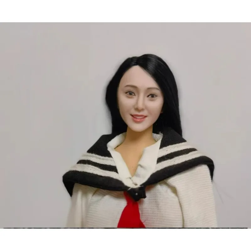 

Масштаб 1/6, черные длинные волосы, красивая голова, резьба по китайской актрисе, веер, скульптура головы, модель 12 дюймов, экшн-фигурки, тело