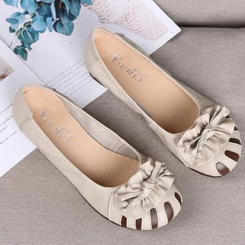 

Shoes Women Spring 2024 New Genuine Leather Breathable Casual Flat Shoes Woman Nurse Work Shoes Plus Size Shoes