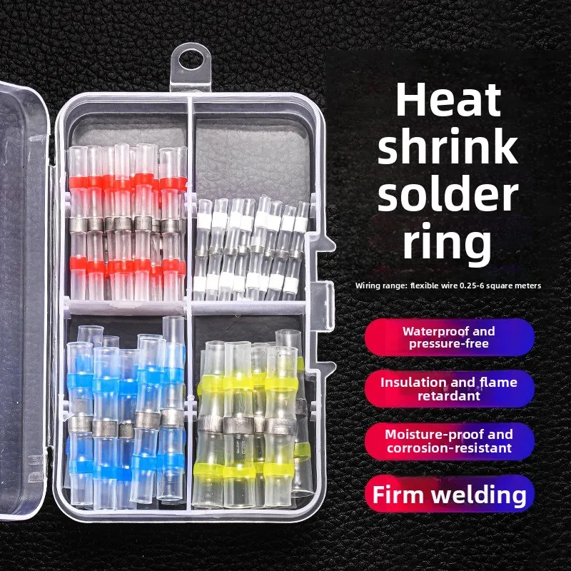 Waterproof  Shrink Solder Wire Connectors, No Crimp Insulated Flame Retardant Solder Ring Terminals For Cable Network  Wiring