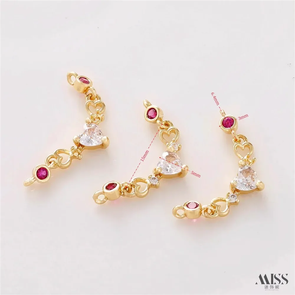 14K حقيبة الذهب مطعمة الزركون رابط قصير URL مزدوج معلقة موصل DIY اليدوية سوار قلادة الأذن مجوهرات اكسسوارات