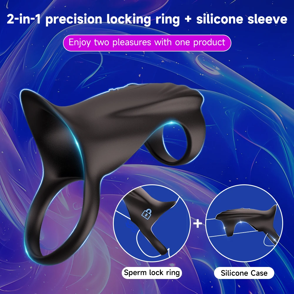 Cock Ring Vibrator Sex Toy for Man Stronger Extender Silicone G-spot Stimulator Vibrating Penis Sleeve Adult Games Male Pleasure