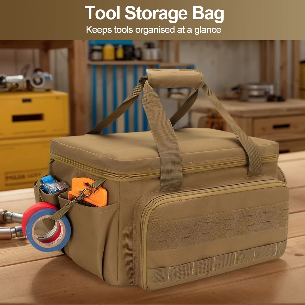 14 Inch Heavy Duty Tool Bag with 5 Pockets Tool Organization Bag Hand Tools Carry Bag for Repairman Carpenters Handyman