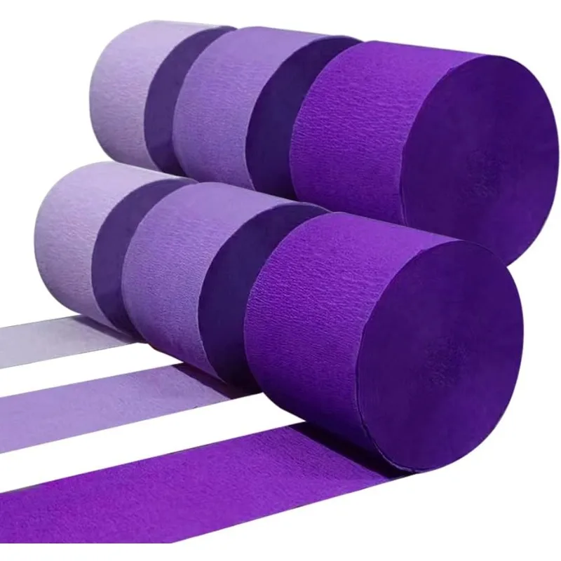 6 Rolls Purple Party Paper Streamers for Birthday Engagement Wedding Baby Bridal Shower Valentines Lilac Theme Party Decorations