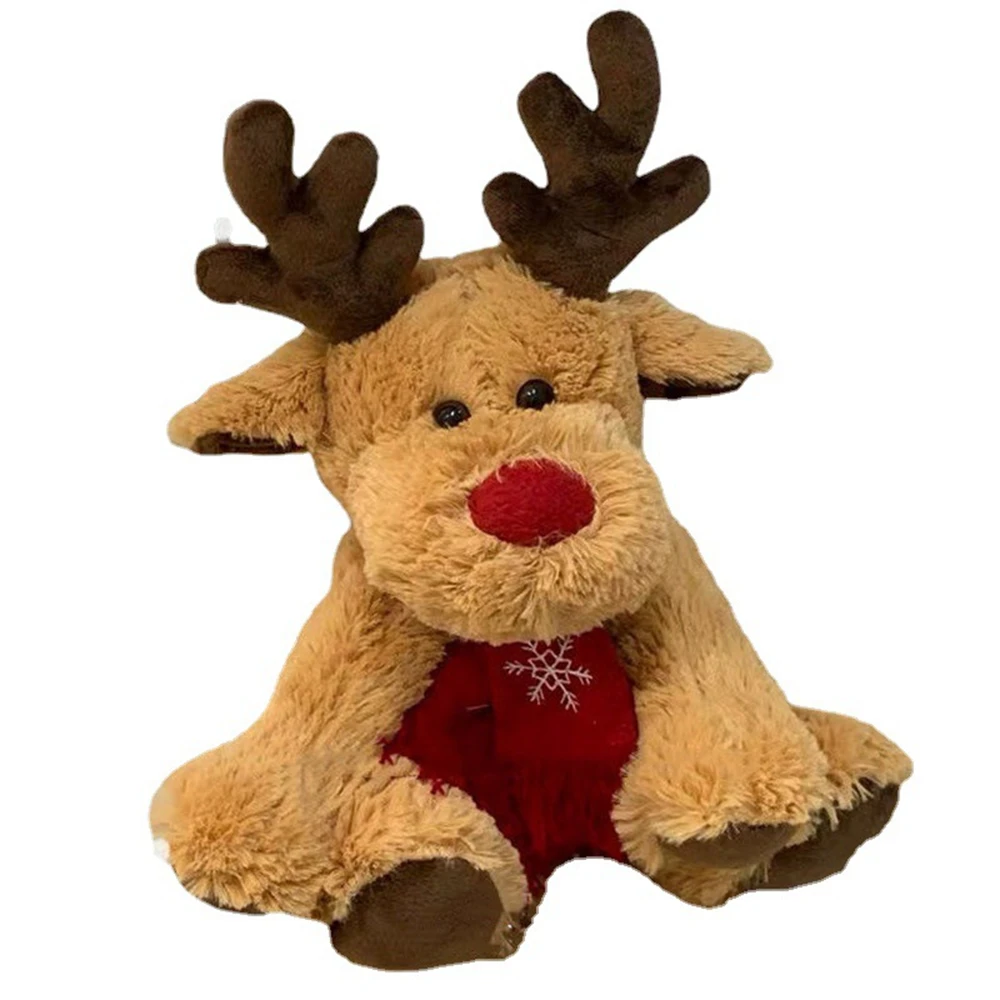 28CM Christmas Reindeer Scarf Plush Stuffed Doll Toy Home Sofa Decoration Gifts For Children New Year Decor Christmas  Festive