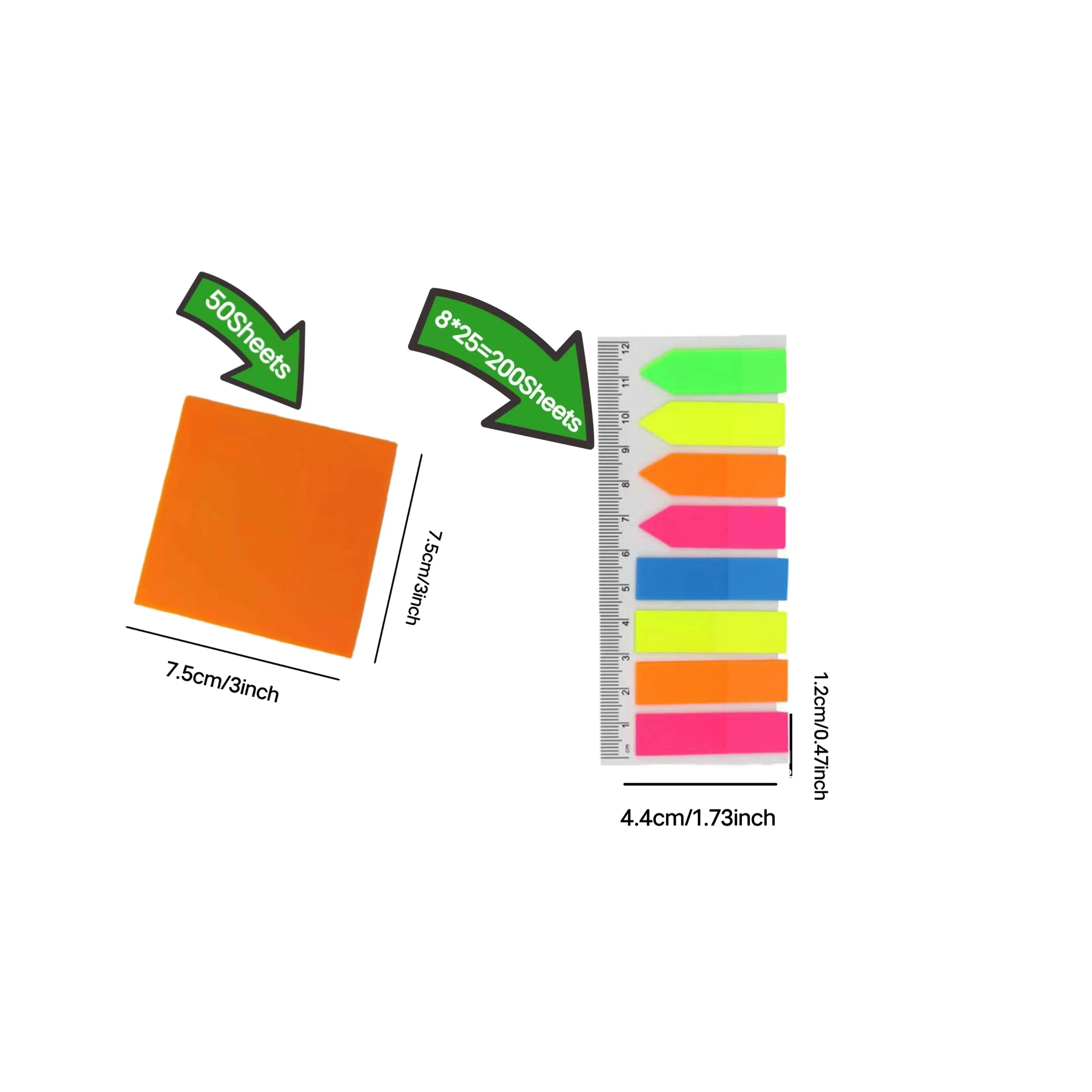 250 Sheets Transparent Sticky Notes+Sticky Index Tabs, Self-Sticky Annotation, Waterproof Translucent Color Memo Pad for Books