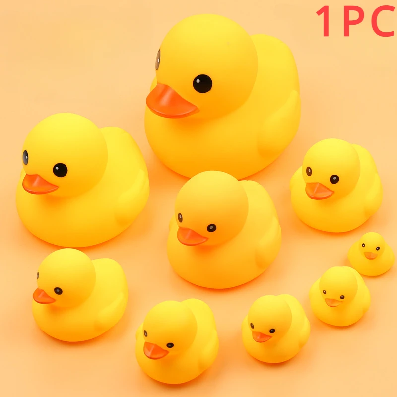 

Cute Small Yellow Duck Baby Bath Toys Squeeze Rubber BB Bathing Water Fun Toy Race Classic Squeaky Kids Toys 1Pc