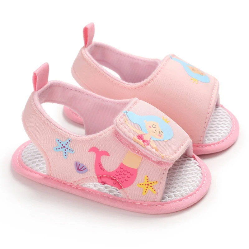 Zapatos de suela suave para bebé, sandalias de dibujos animados para niñas y niños pequeños, sandalias para bebés precaminantes, Verano