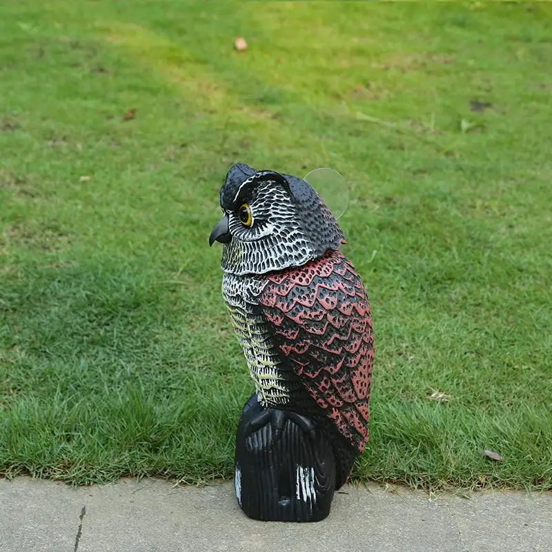 

Outdoor Garden Hunting Fake Owl Decoy Bird Rodent Deter Scarer Pest Control Garden Scarecrow Rotate Head Yard Birds Ornament