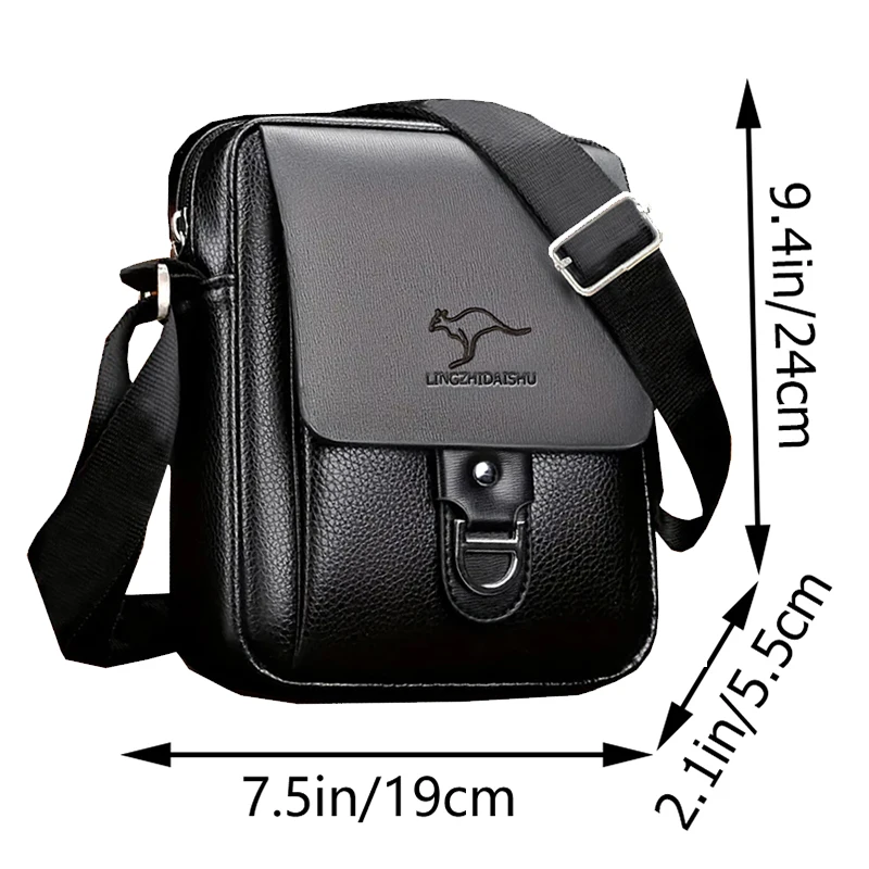 Classic Vertical Rider Leather Sling Bag Wear-resistant Texture Compact Pouch for Motorbike Travel Outdoor Sports