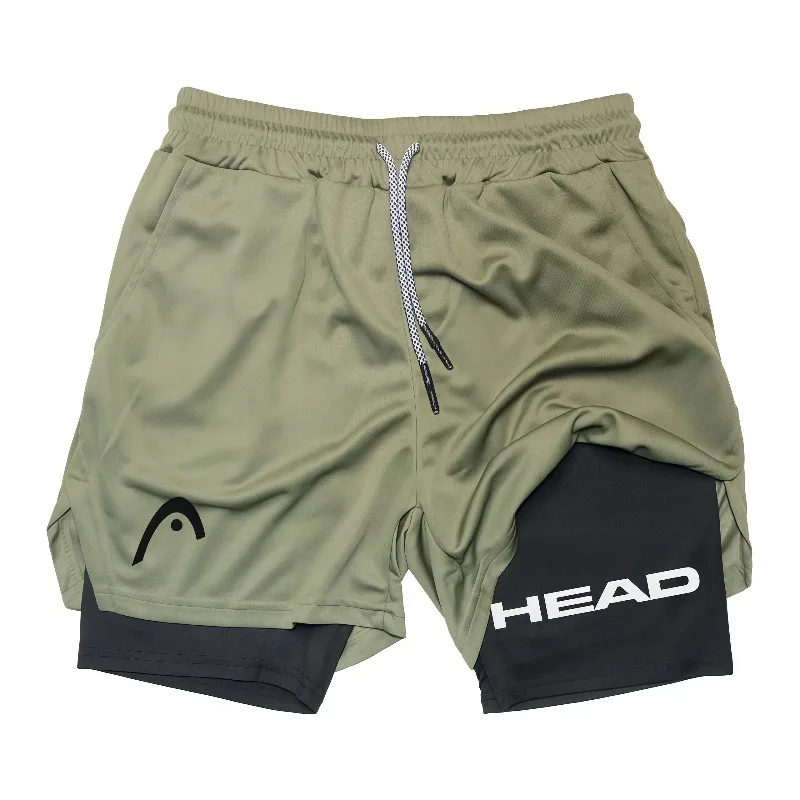 2-in-1 Herren-Laufshorts, schnelltrocknend, atmungsaktives Mesh-Gewebe, doppelter Kompressions-Liner, Kordelzug, Grafikdruck, Fitness-Sportshorts – Detail 3