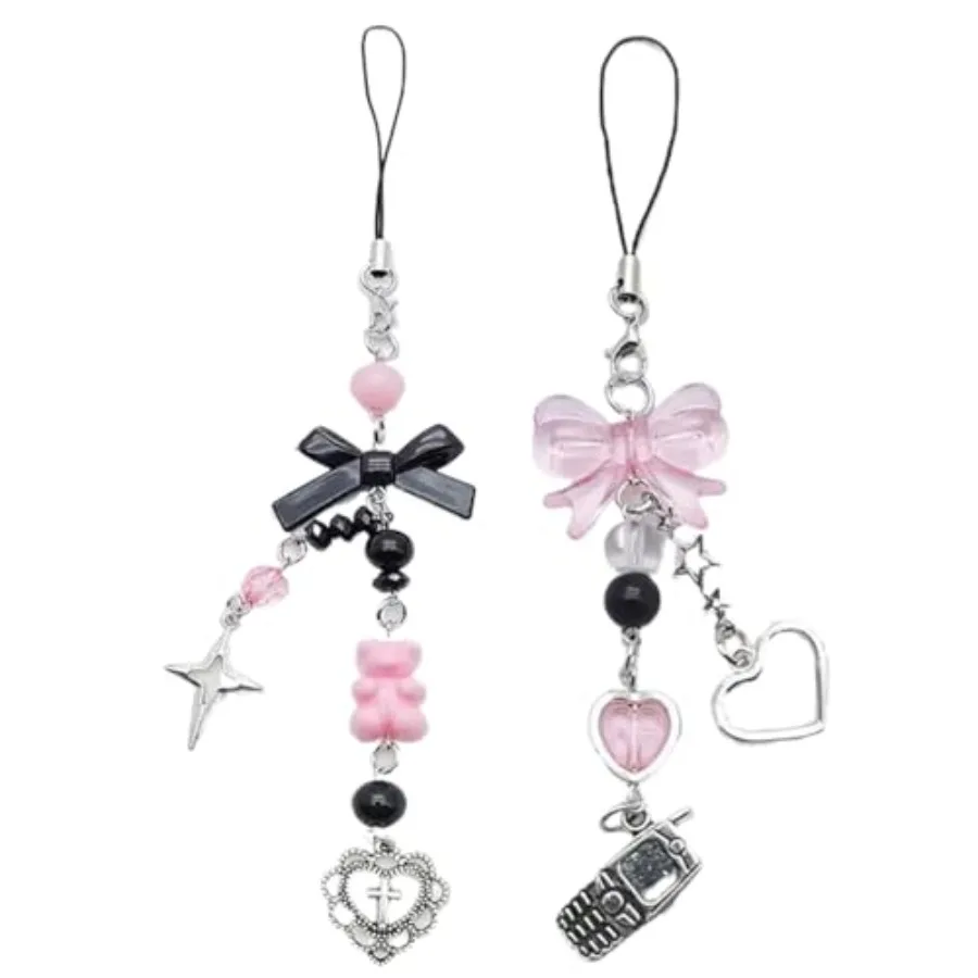 

1-4PCS Cute Phone Charms Aesthetic Y2K Cell Phone Charms Strap Strawberry Butterfly Star PhoneCharm Y2K Accessories for Bag Key