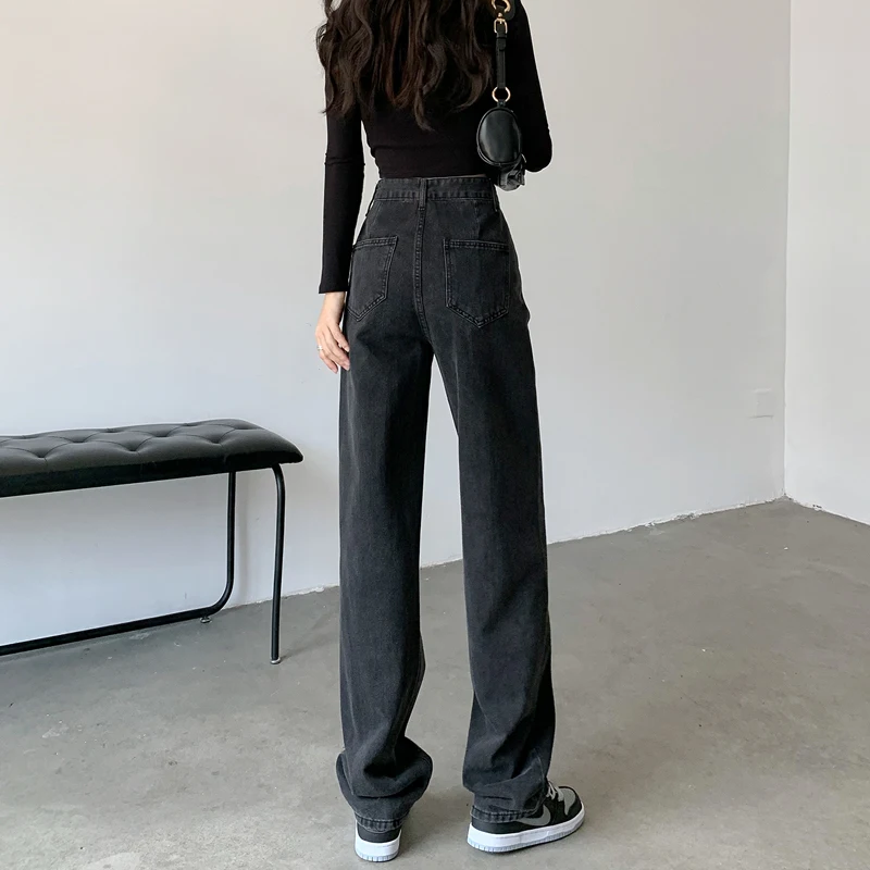 

High Waist Wide Leg Denim Jeans Women's Loose Drapey Autumn Winter New Style Small Size Straight Loose Slimming Floor-Length ...