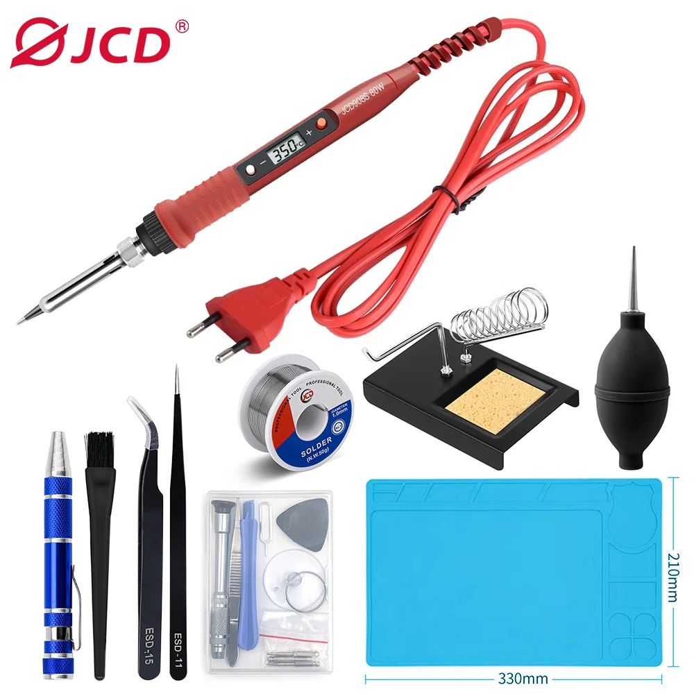 

﻿ JCD Electric Soldering Iron 80W Adjustable Temperature Replaceable Soldering Iron Head Soldering Iron Pen Welding Kit