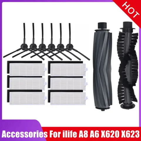HEPA filter Side Brush Primary Filter for chuwi ilife A6 A8 x620 x623 robot vacuum cleaner Parts Roller Main Brush Replacement
