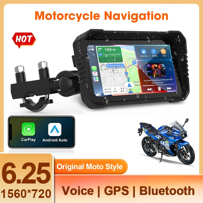 Navigatore GPS 7 Pollici Per Moto – Impermeabile, Doppio Bluetooth, Android Auto E CarPlay Con DVR