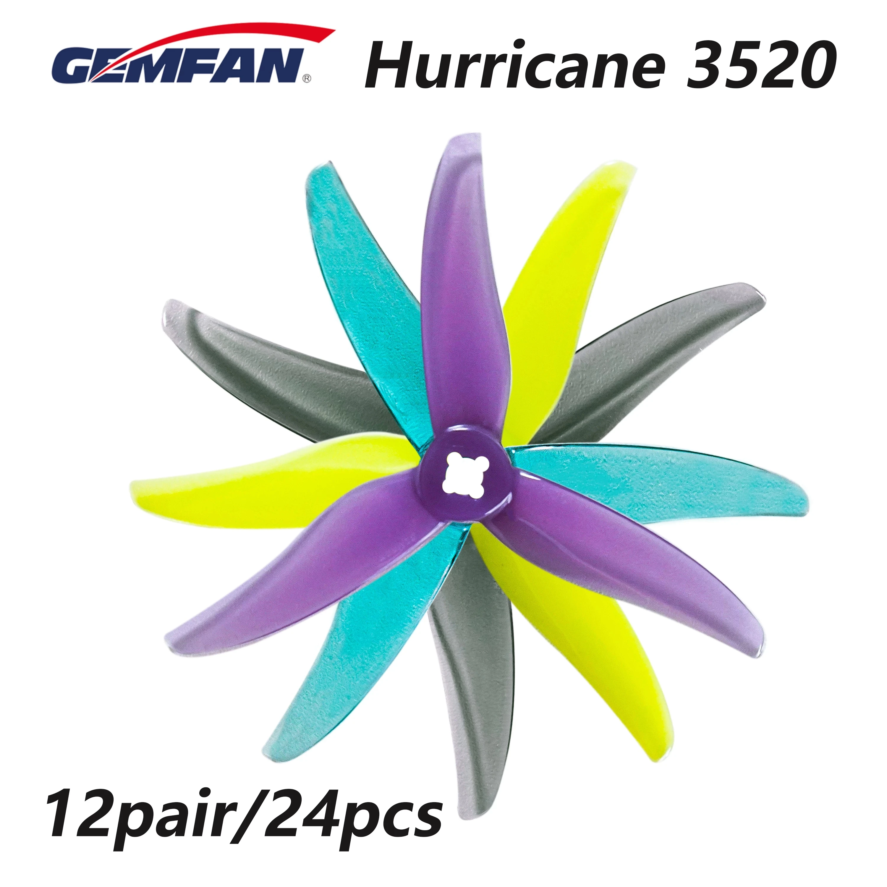 24pcs/12pairs Gemfan Hurricane 3520 3.5X2X3 3-Blade PC Propeller for FPV Racing Freestyle 3inch Cinewhoop Ducted Drones