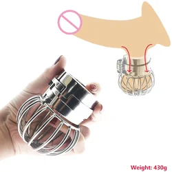 BDSM Stainless Steel Ball Stretcher Scrotum Net Lock Metal Pendant Weight Cock Ring Penis Restraint Sex Toys for Men CBT