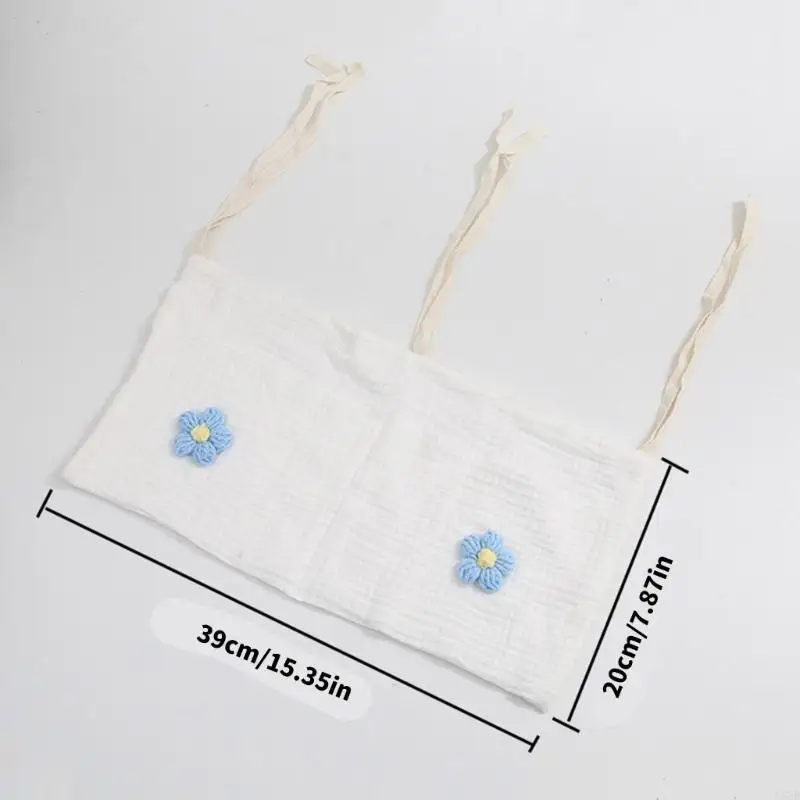 L5YF-cochecitos bebé con estampado elegante, bolsa colgante, organizador lateral para cuna, estuche con compartimentos dobles