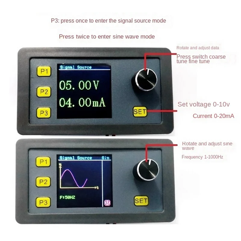 PWM Pulse Adjustable Module Sine Wave 4-20MA, 2-10V Portable Multifunctional Signal Generator RS485 Modbus,B