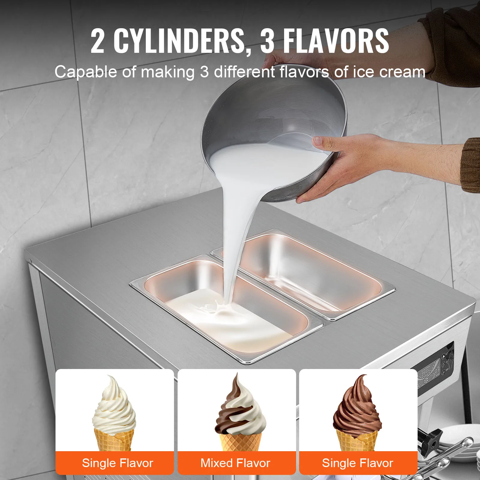 Commercial Ice Cream Machine Countertop - 1850W Ticari 3 Çeşitli Aromalı Tezgah