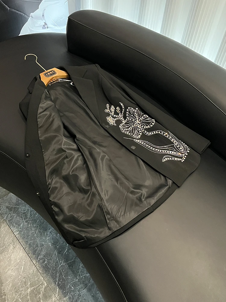 

Своичный костюм с двумя пуговицами и тяжелой вышивкой, ромбовидный цветочный дизайн, костюм премиум-класса Small-Sc Jaet L60, поездка на работу