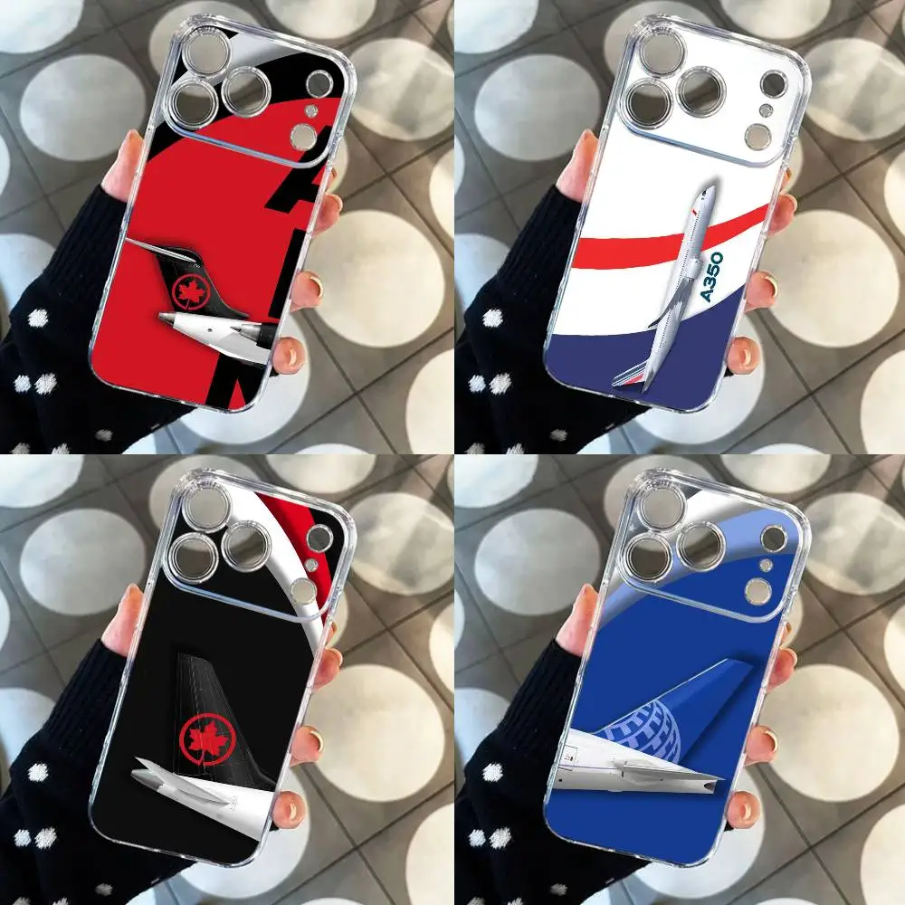 

Airplane Pattern Clear Hard Phone Case For iPhone 17 16 15 14 13 12 11 Mini Pro Max Plus Transparent Cover JKL