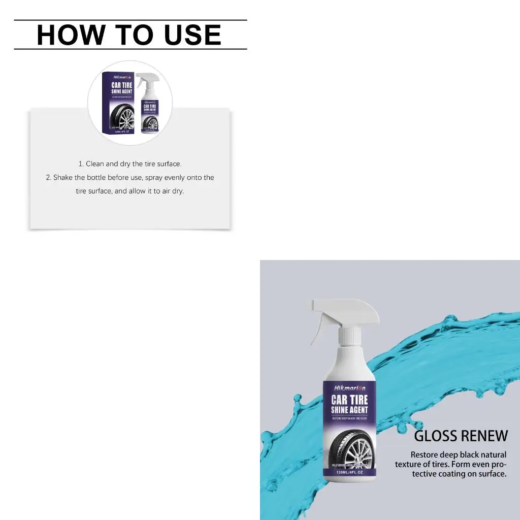 Water Based Tire Gloss Provides Quick Dry and Long Lasting with UVB for Car and Motorcycle Tires