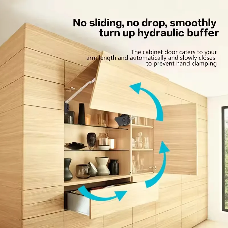 Cover plate fixed support hinge, kitchen cabinet door lift flap, free support smart furniture hardware,