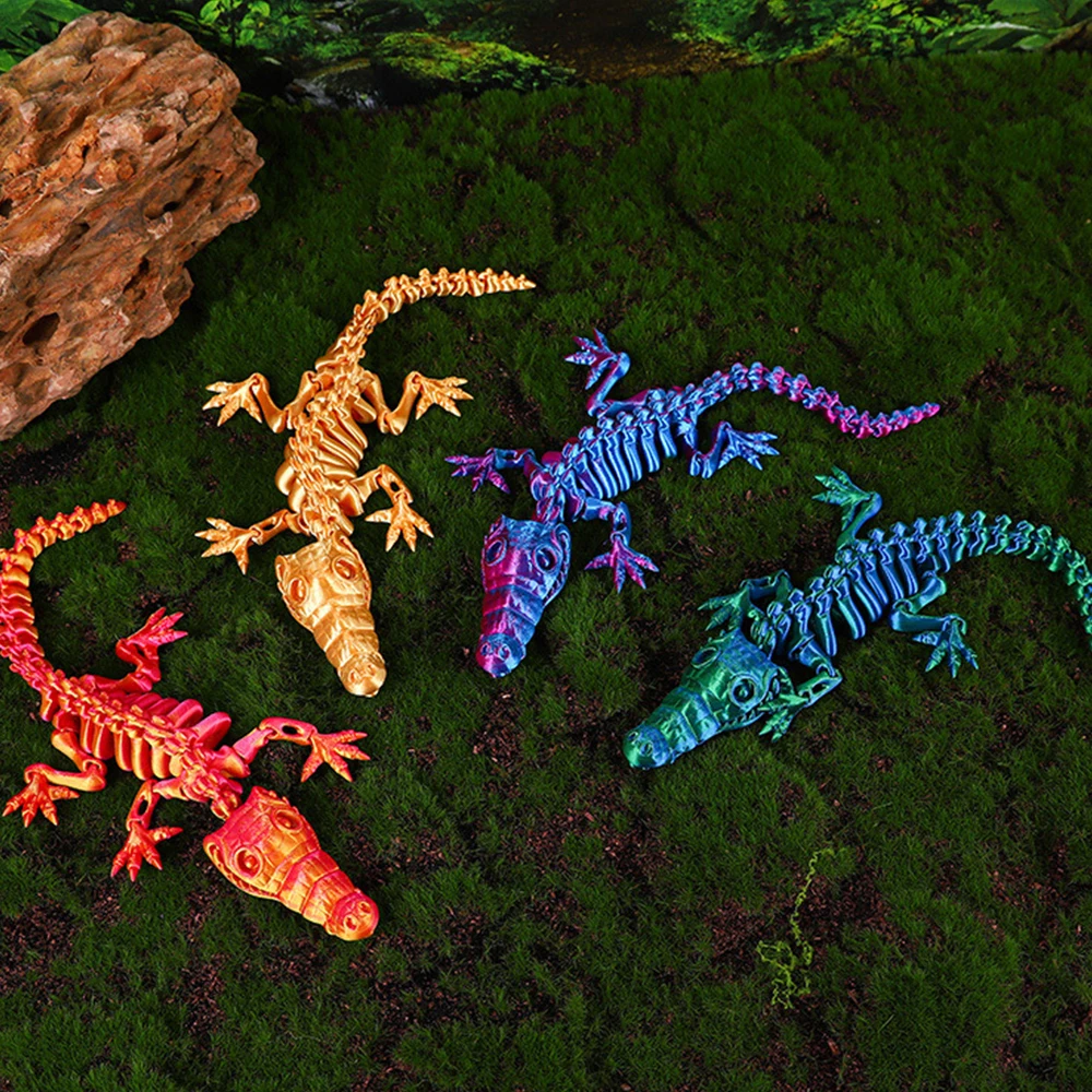 3D Printed Model Crocodiles Toys Multi-joint Movable Animal Figures Ornament Decorative Desktop Creativity Kids Gift Novelty Toy